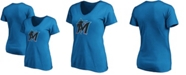 Fanatics Women's Blue Miami Marlins Core Official Logo V-Neck T-shirt